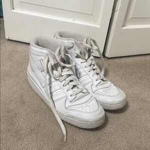 White High-Top Adidas Sneakers